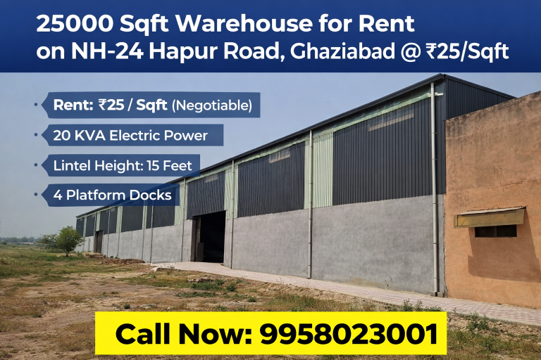 25000 Sqft Warehouse for Rent in NH-24 Hapur Road, Ghaziabad