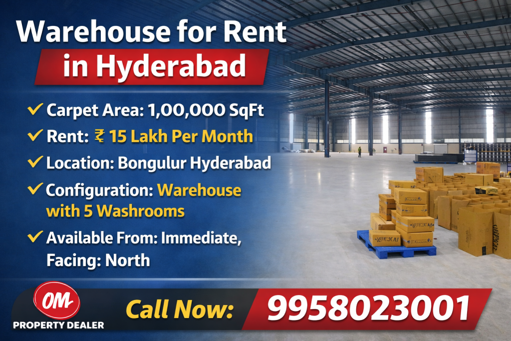 100000 SqFt Warehouse for Rent in Hyderabad in Bongulur