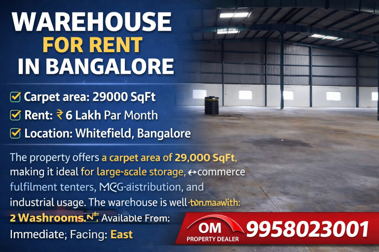 29000 SqFt Warehouse for Rent in Whitefield, Bangalore