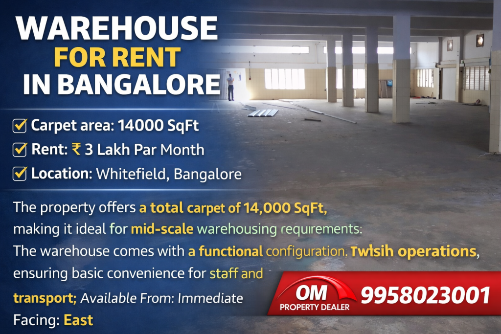 14000 SqFt Warehouse for Rent in Whitefield Bangalore in Whitefield 