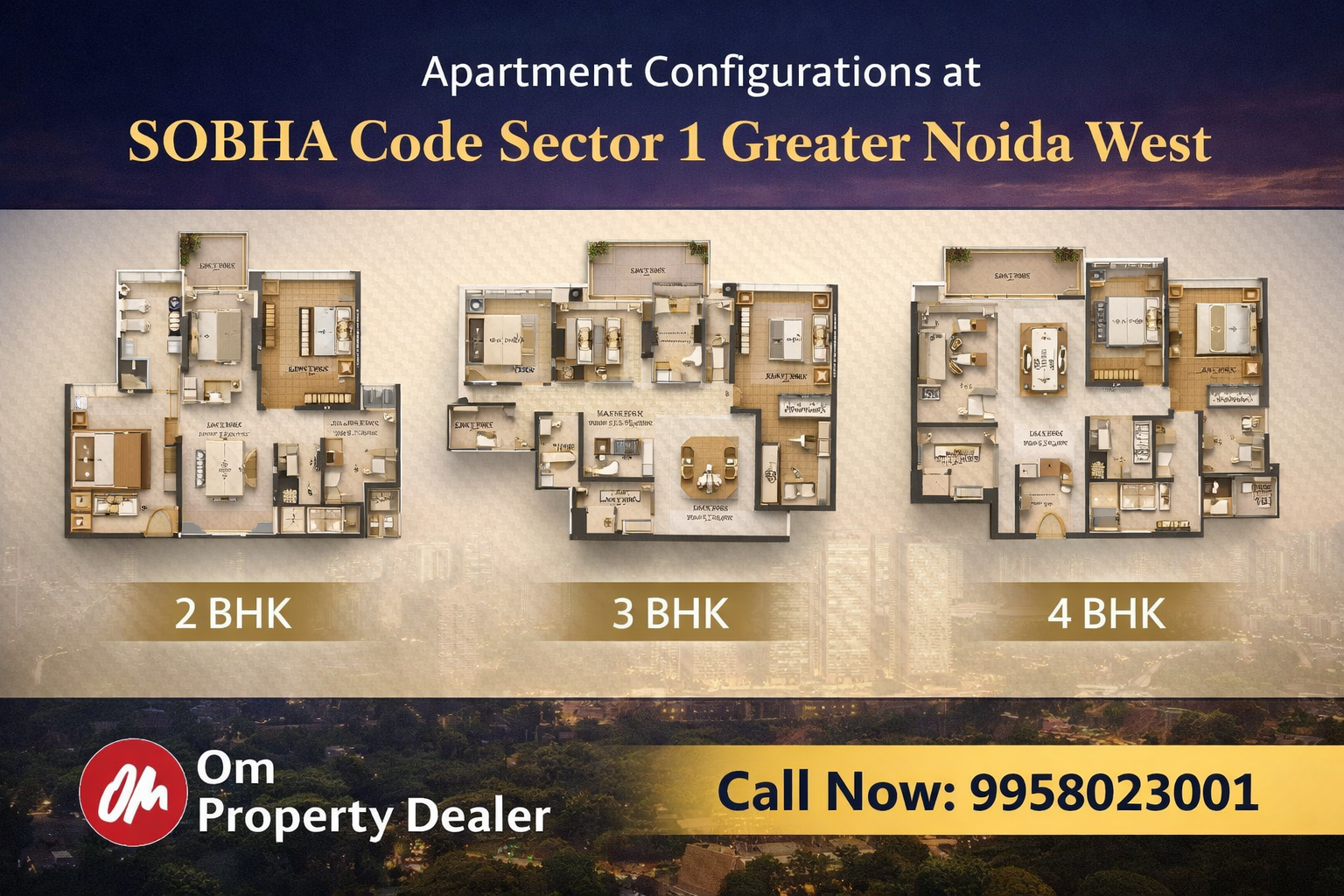 SOBHA Code Sector 1 Greater Noida West apartment configurations