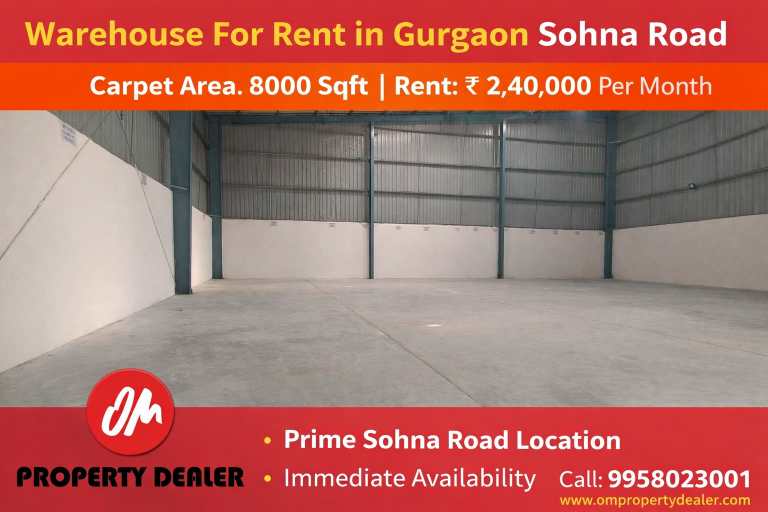 8000 Sqft Warehouse for Rent in Gurgaon Sohna Road
