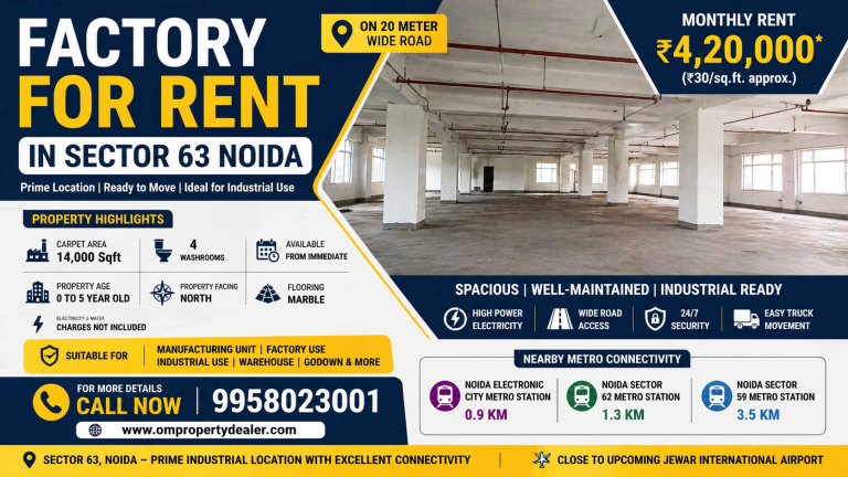 14000 Sqft Factory for Rent in Sector 63 Noida