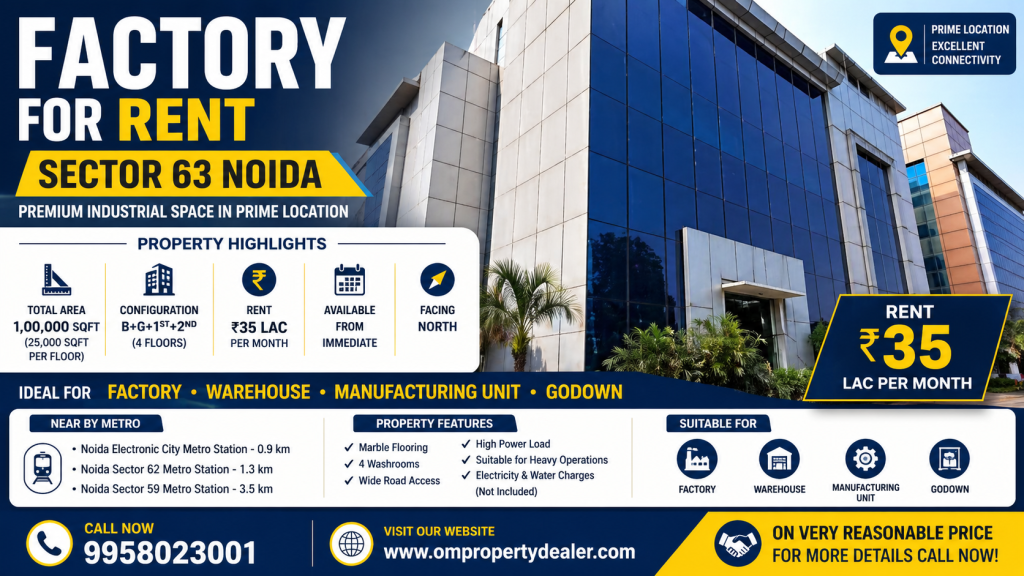 1,00,000 Sqft Factory for Rent in Sector 63 Noida in Sector 63