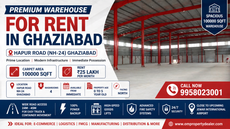 100000 Sqft Warehouse for Rent Ghaziabad ₹25L