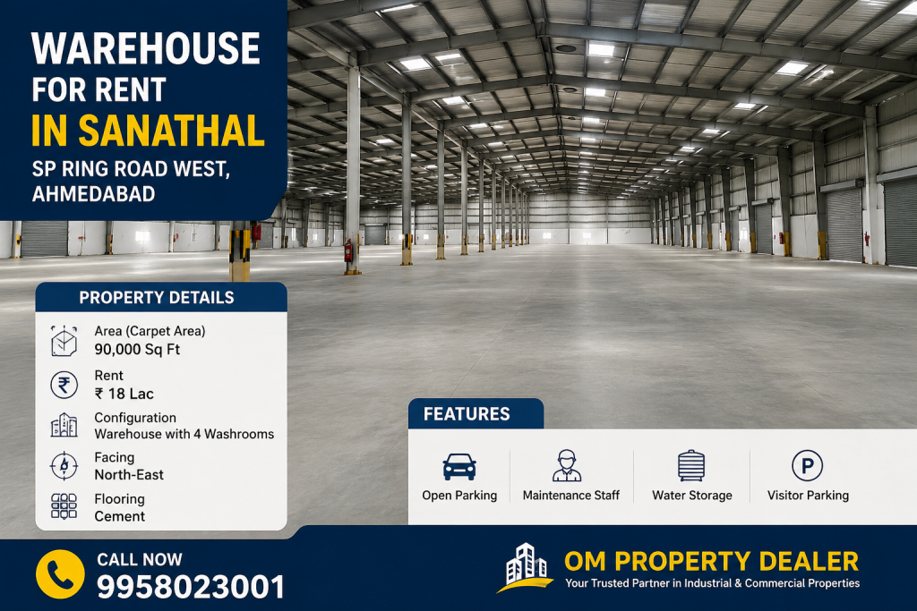 90,000 Sq Ft warehouse for rent in Sanathal, SP Ring Road West in Sanathal, SP Ring Road