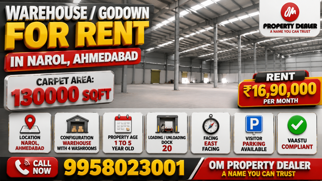 130000 Sqft Warehouse for Rent in Narol Ahmedabad in Narol