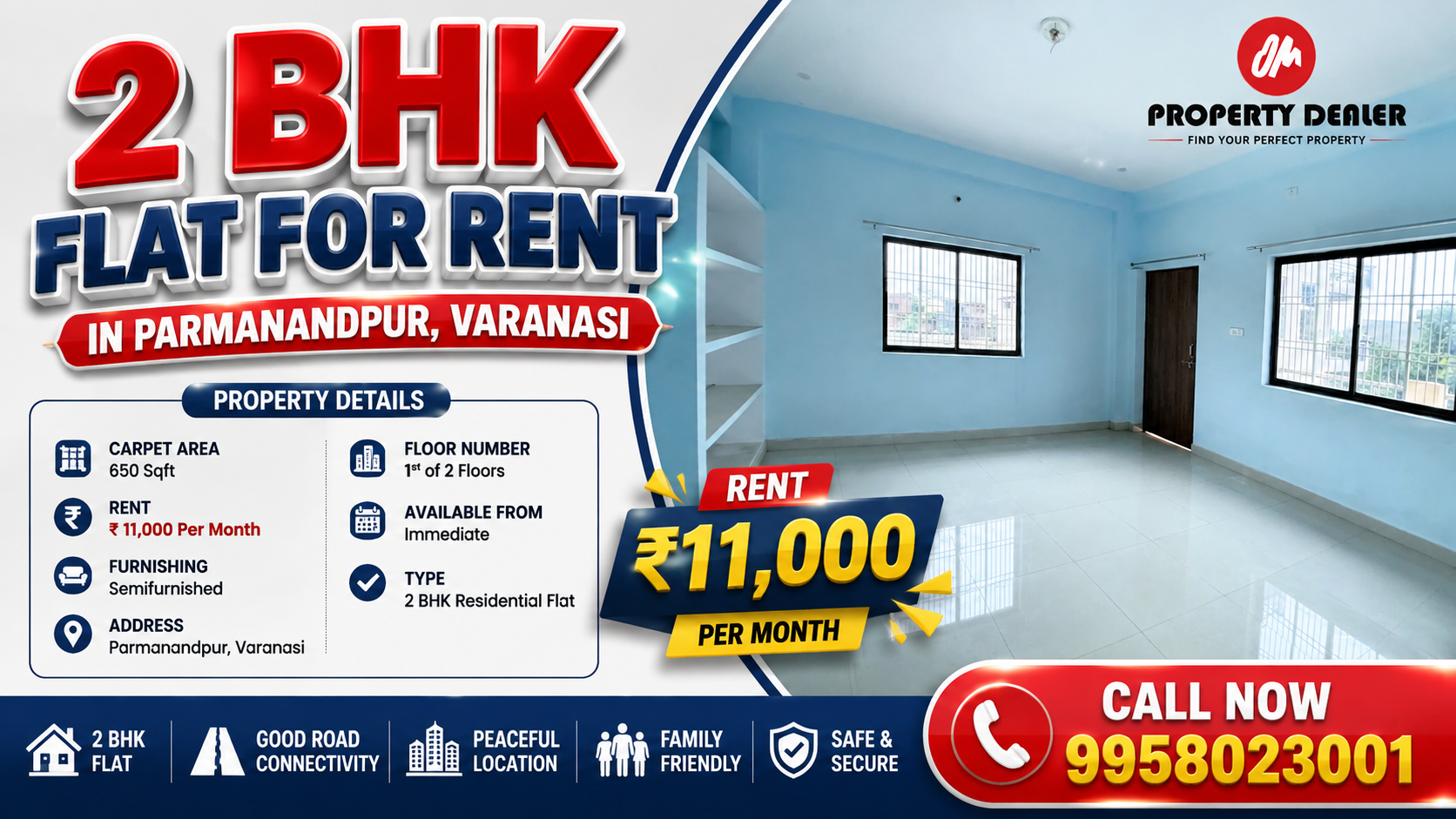 2 BHK Flat for Rent in Parmanandpur Varanasi