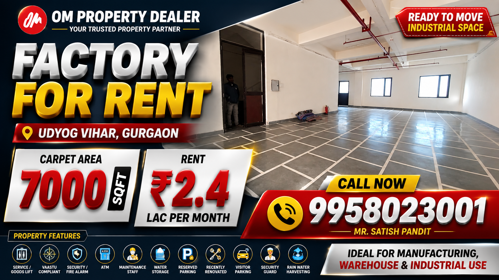 7000 Sqft Factory for Rent in Gurgaon