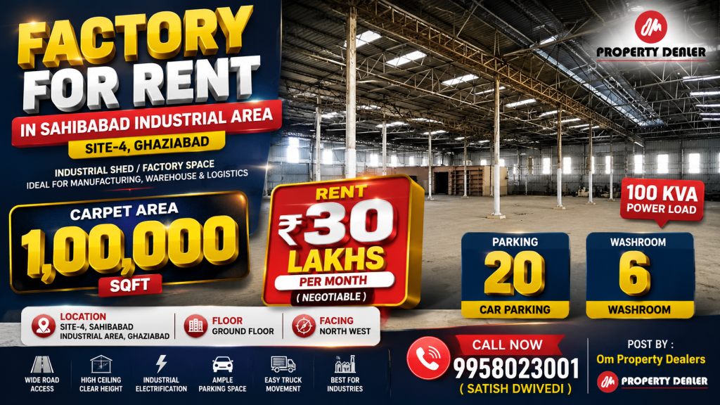 100000 Sqft Factory for Rent in Sahibabad Site 4 in Site 4 Sahibabad