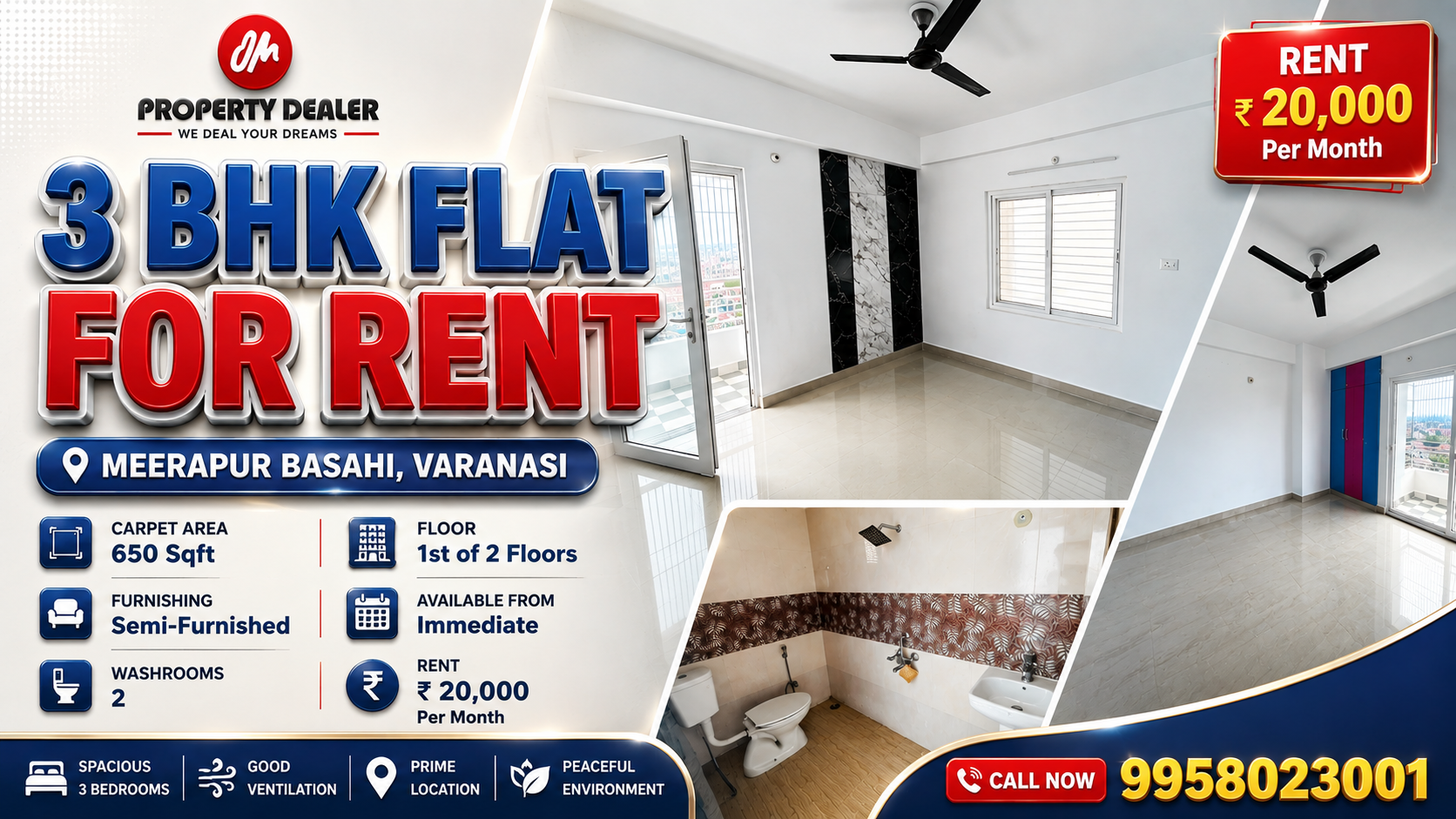 3 BHK Flat for Rent in Meerapur Basahi Varanasi