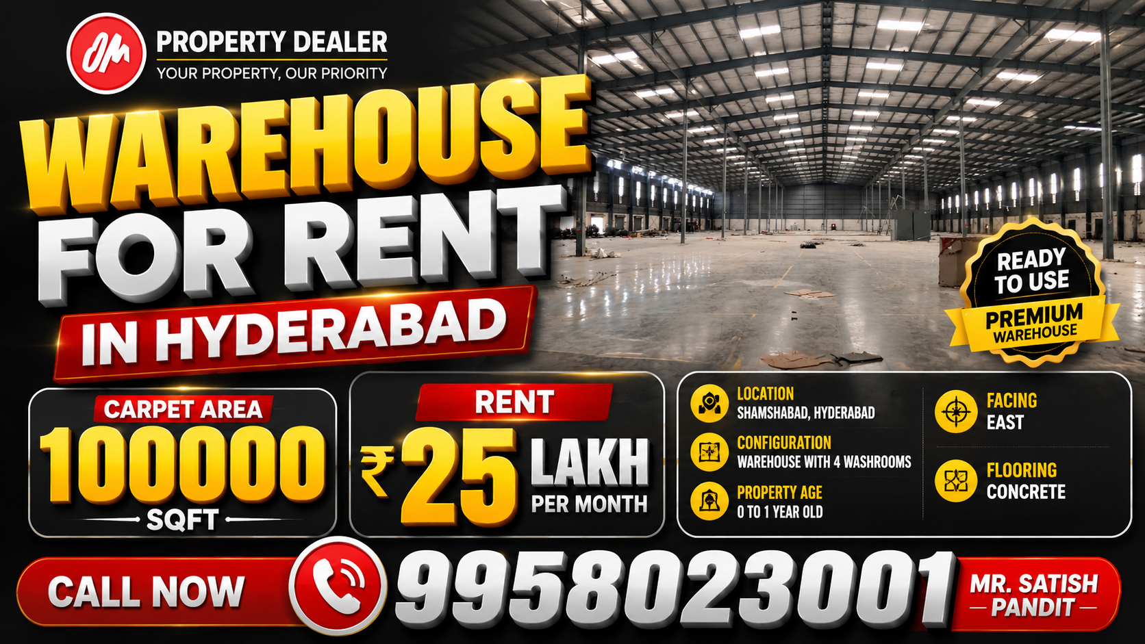 100000 Sqft Warehouse for Rent in Hyderabad