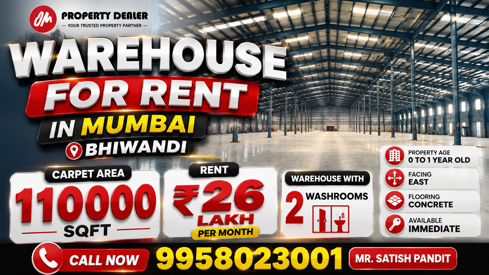 110000 Sqft Warehouse for Rent in Mumbai