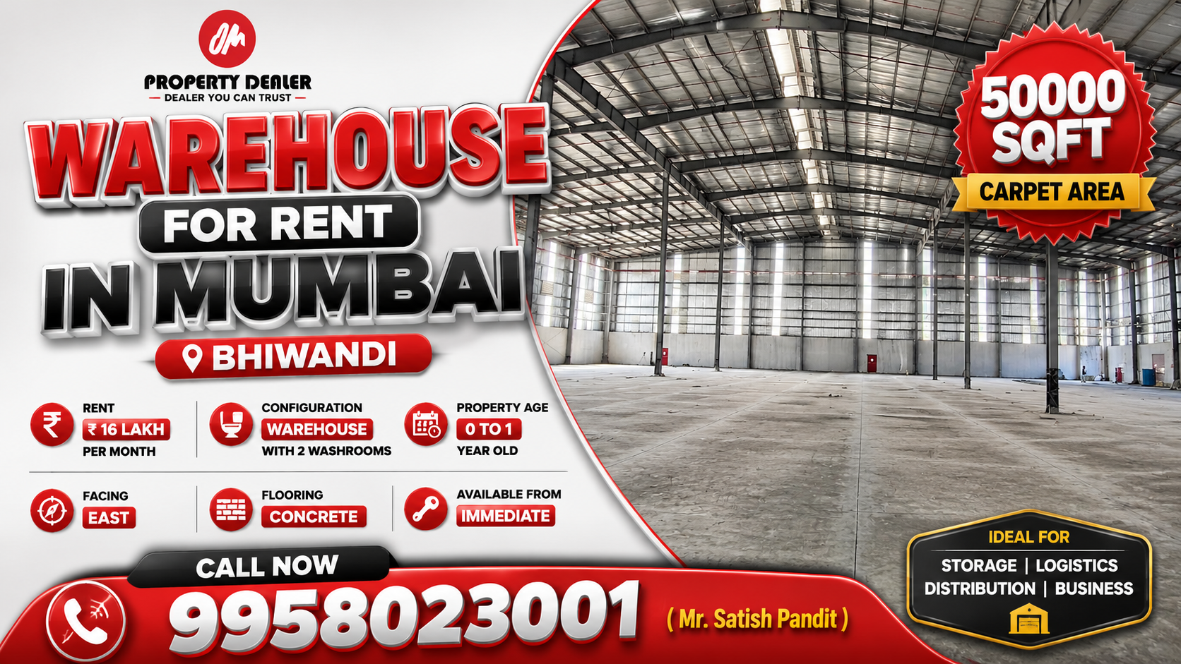 50000 Sqft Warehouse for Rent in Mumbai