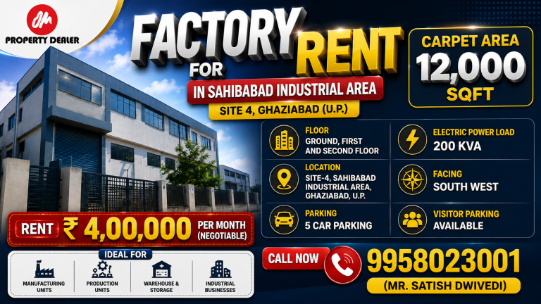 12000 Sqft Factory For Rent in Sahibabad Industrial Area