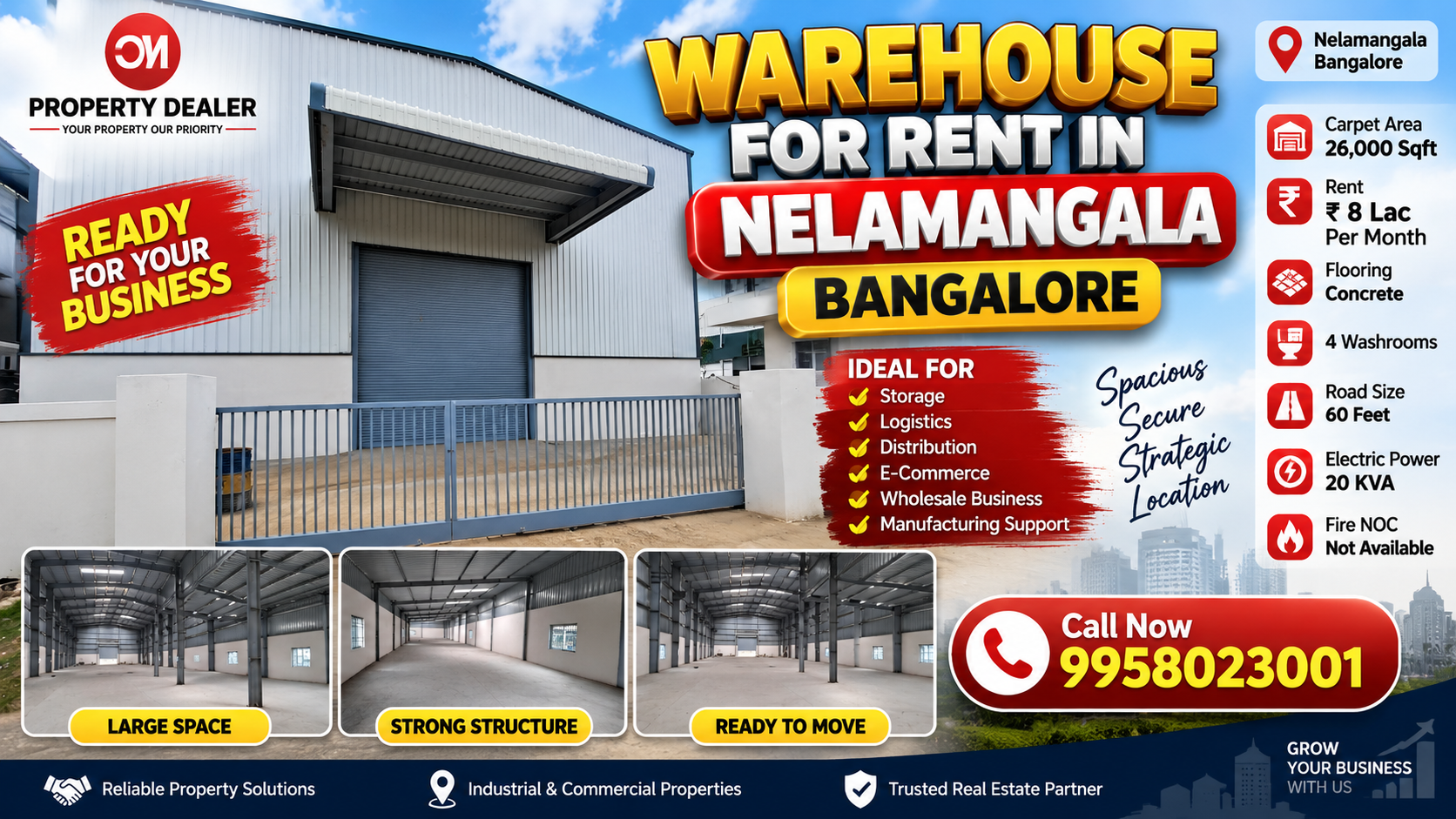 26,000 Sqft warehouse for rent in Nelamangala Bangalore