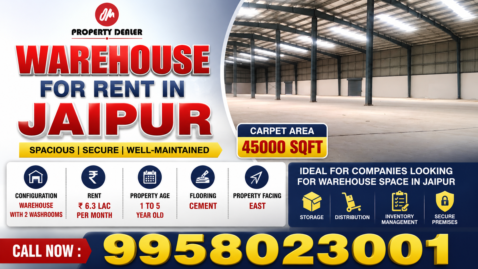 45000 Sqft Warehouse for Rent in Jaipur