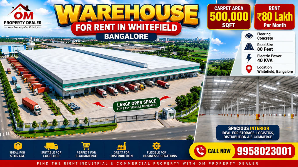 500000 Sqft Warehouse for Rent in Whitefield Bangalore in Whitefield, Bangalore