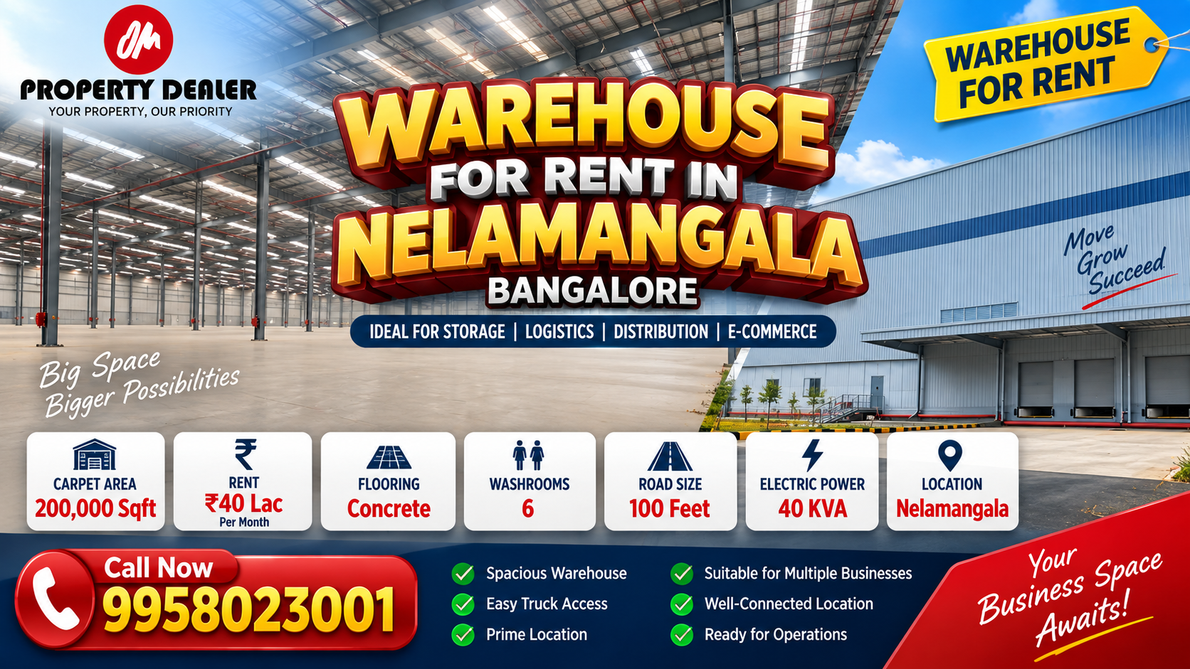 200,000 Sqft Warehouse for Rent in Nelamangala Bangalore