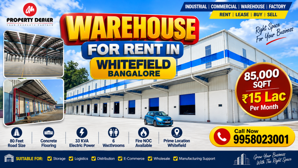 85,000 Sqft Warehouse for Rent in Whitefield Bangalore in Whitefield