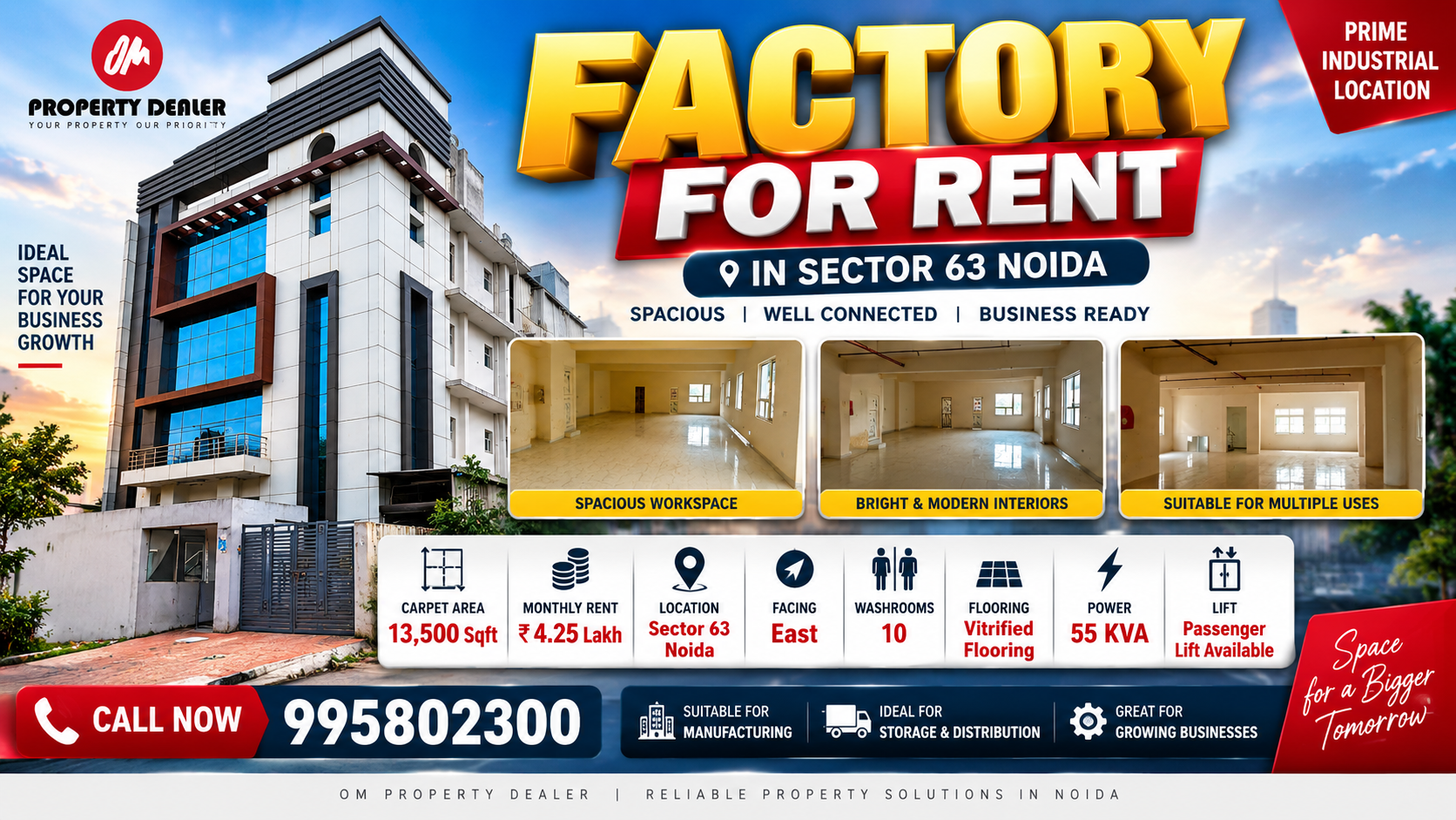 13500 Sqft Factory for Rent in Sector 63 Noida